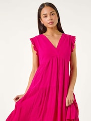 Roman Pink Petite Petite Frill Short Dress - Image 1 of 5