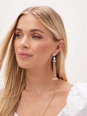 Mood Gold Tone Pearl Chain Tassel Drop Earrings - Image 2 of 2