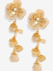 Mood Gold Tone Crystal Laser Cut Statement Flower Drop Earrings - Image 1 of 2