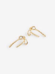 Mood Gold Tone Hammered Polished Bow Earrings - Image 1 of 1