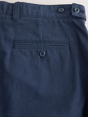 Navy Relaxed Tapered Fit Authentic Twin Pleated Textured Trousers - Image 9 of 10