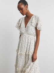Joanna Hope White Mono Spot Maxi Ruffle Dress - Image 4 of 4