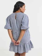 Simply Be Blue Gingham Smock 100% Cotton Dress - Image 2 of 4