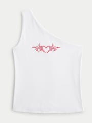 Hollister One Shoulder Asymmetric White Top - Image 1 of 2