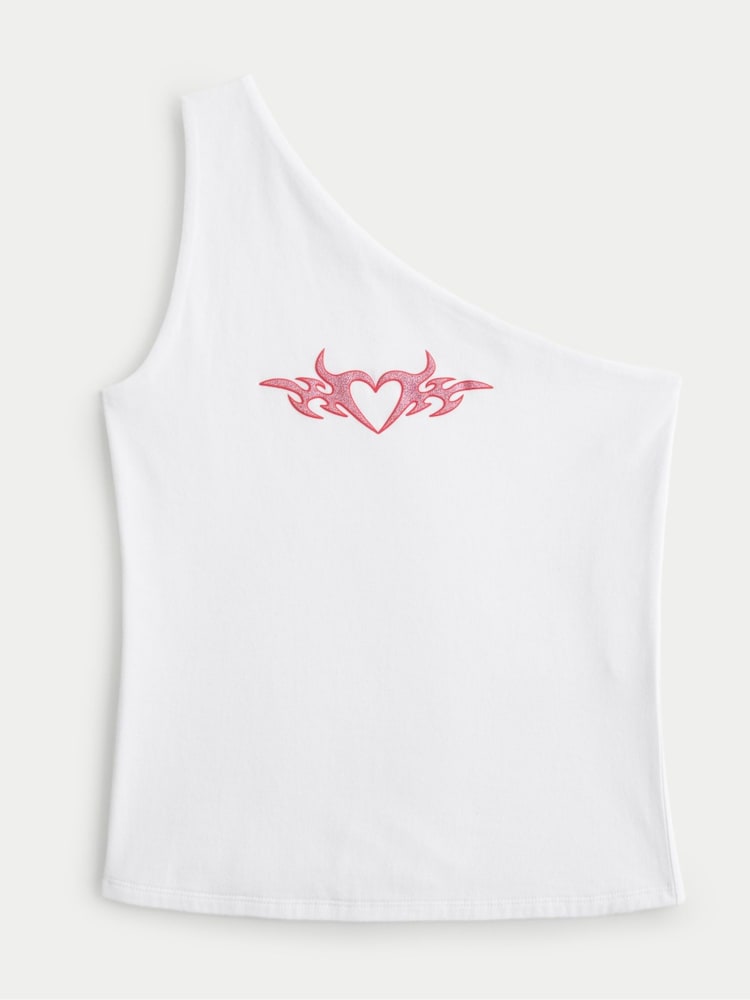 Hollister One Shoulder Asymmetric White Top - Image 1 of 2