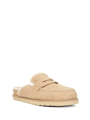 Dune London Cream Goldy Shearling Lined Backless Loafers - Image 3 of 6