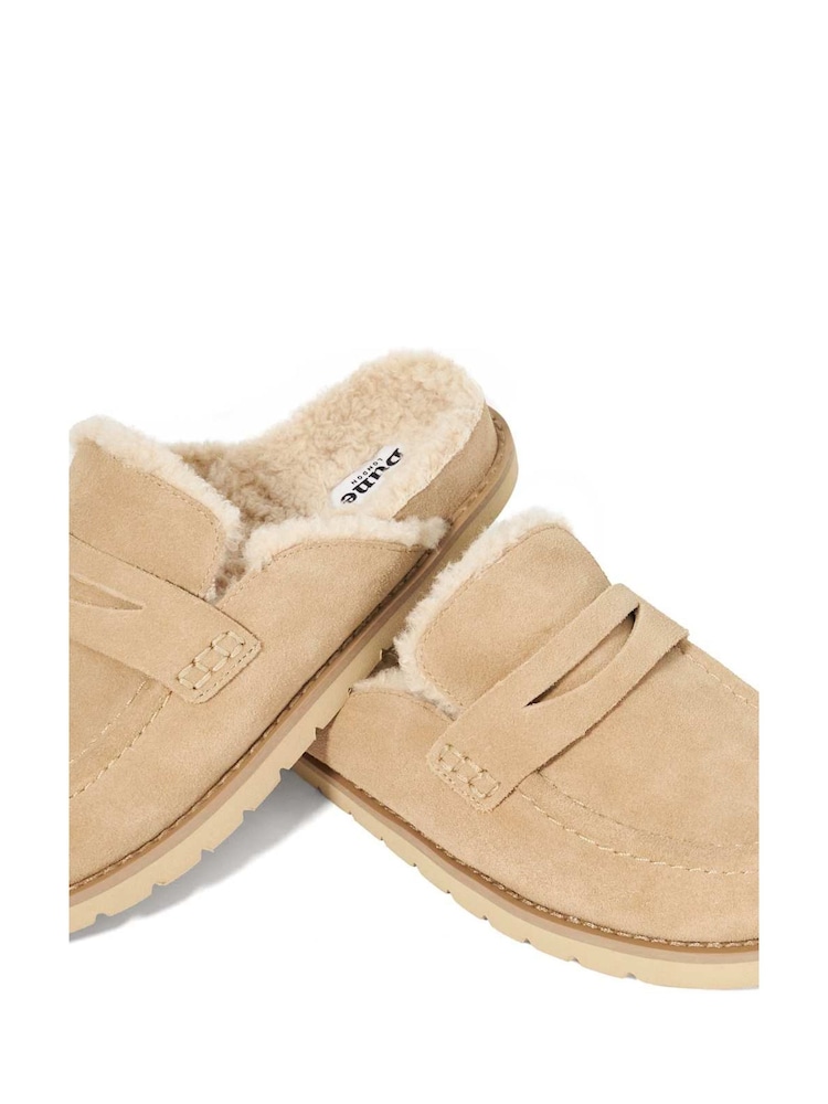 Dune London Cream Goldy Shearling Lined Backless Loafers - Image 6 of 6