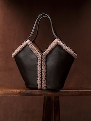 Hereu Studio Brown Calella Curly Shearling Trims Bag - Image 1 of 11