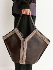 Hereu Studio Brown Calella Curly Shearling Trims Bag - Image 9 of 11