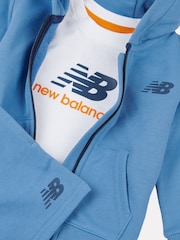 New Balance Blue Kids Zip Thru Hoodie 100% Cotton T-Shirt & Shorts Set - Image 3 of 5