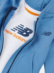 New Balance Blue Kids Zip Thru Hoodie 100% Cotton T-Shirt & Shorts Set - Image 4 of 5
