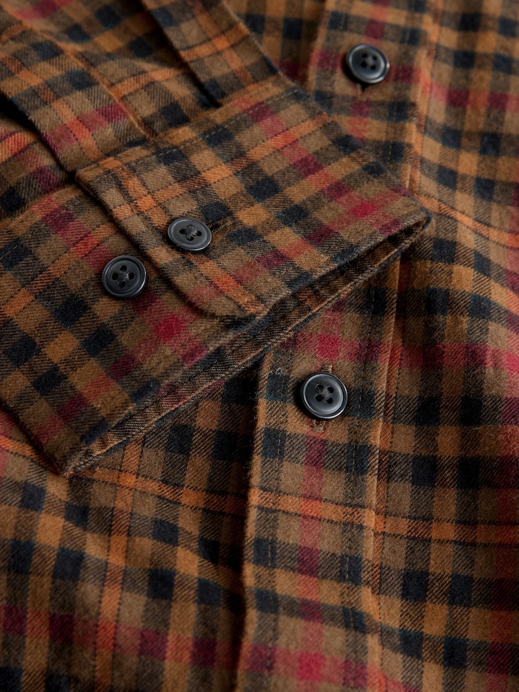 Brown Long Sleeve Check Shirt - Image 7 of 7 Brown Long Sleeve Check Shirt - Image 7 of 7