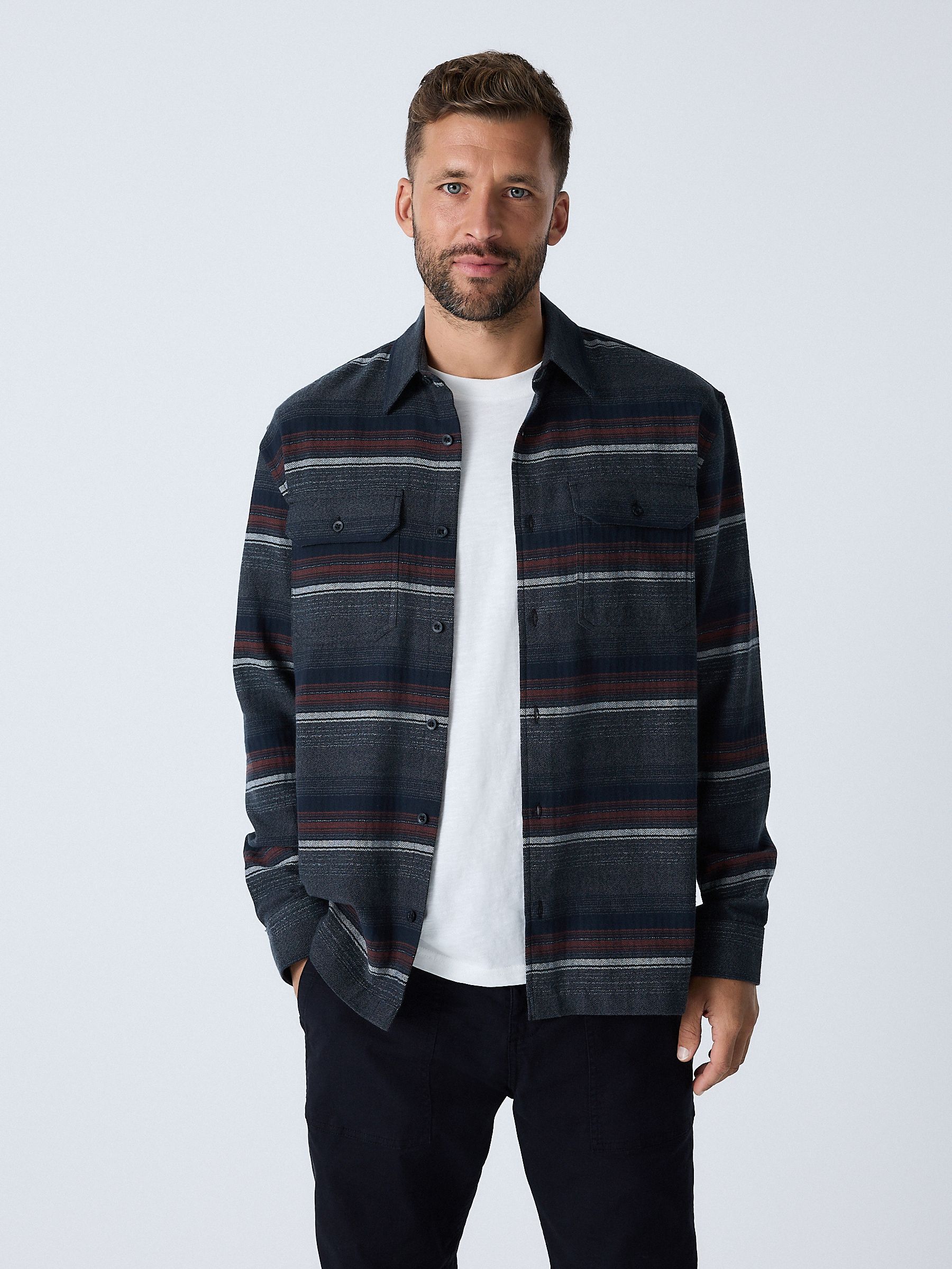 Buy Grey Horizontal Stripe Long Sleeve Shirt from Next Canada