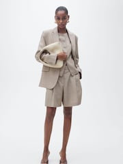 Mango Grey Stripe Bermuda Suit Shorts - Image 1 of 7