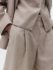 Mango Grey Stripe Bermuda Suit Shorts - Image 5 of 7