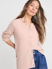 JD Williams Pink Boxy Crew Neck Cardigan - Image 1 of 4