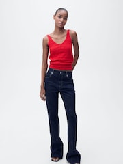 Mango Red Openwork Cami Knit Vest Top - Image 1 of 7