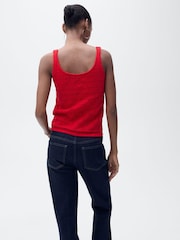 Mango Red Openwork Cami Knit Vest Top - Image 2 of 7