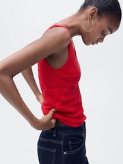 Mango Red Openwork Cami Knit Vest Top - Image 3 of 7