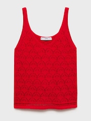 Mango Red Openwork Cami Knit Vest Top - Image 6 of 7