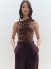 Mango Brown Metal Detail Fitted Vest - Image 3 of 7