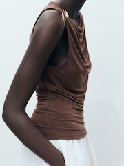 Mango Brown Metal Detail Fitted Vest - Image 5 of 7