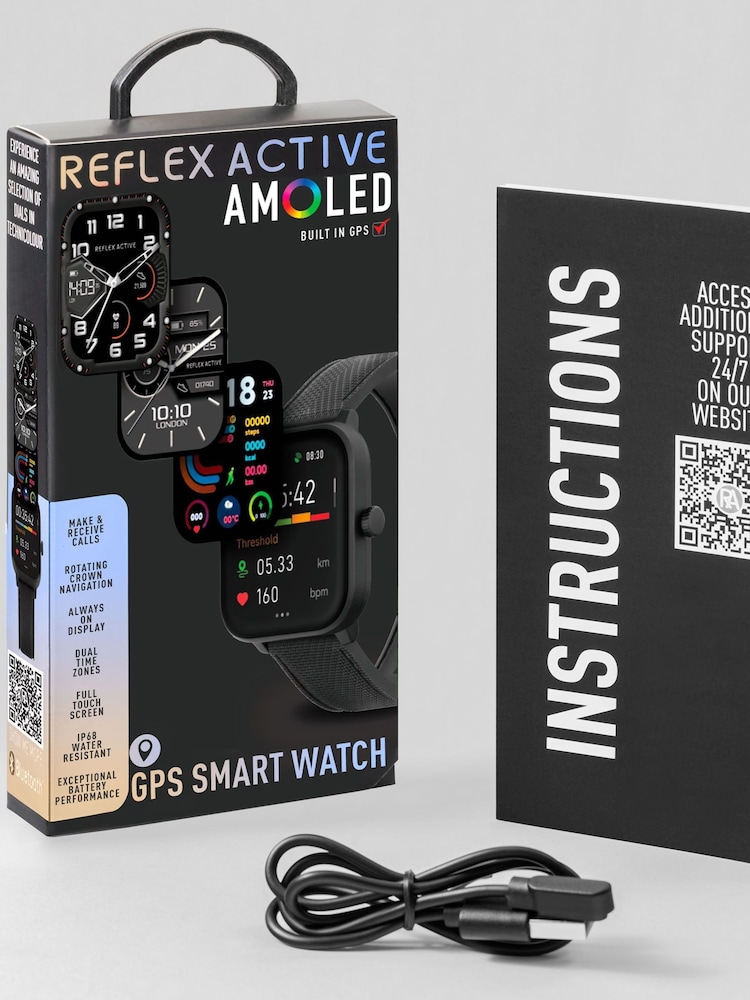 Reflex Active Series 44 Silicone Amoled GPS Sports Smart Calling Black Watch - Image 5 of 5