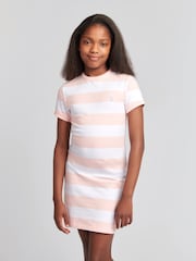 U.S. Polo Assn Pink Girls Striped Sleeveless Polo Dress - Image 1 of 4