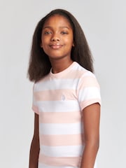U.S. Polo Assn Pink Girls Striped Sleeveless Polo Dress - Image 3 of 4