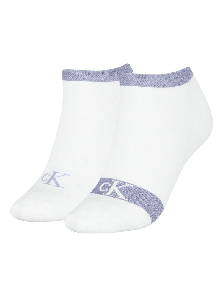 Calvin Klein Purple Womens Jeans Sneaker 100% Cotton Socks 2 Pack - Image 1 of 2