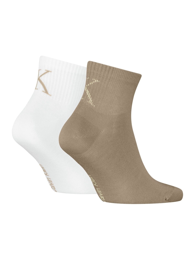 Calvin Klein Brown Mens Jeans Quarter Socks 2 Pack Reinforced Heel and Toe - Image 2 of 2