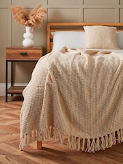 BHS Cream Cross Weave Throw - Image 1 of 5