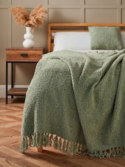 BHS Sage Green Cross Weave Throw - Image 1 of 5