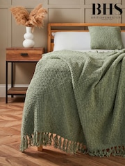 BHS Sage Green Cross Weave Throw - Image 6 of 6