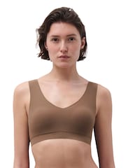 Chantelle Soft Stretch Seamless V-Neck Padded Crop Brown Bra - Image 1 of 4