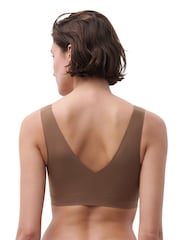 Chantelle Soft Stretch Seamless V-Neck Padded Crop Brown Bra - Image 2 of 4
