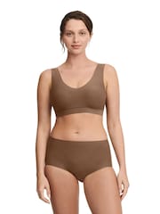 Chantelle Soft Stretch Seamless V-Neck Padded Crop Brown Bra - Image 3 of 4