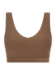 Chantelle Soft Stretch Seamless V-Neck Padded Crop Brown Bra - Image 4 of 4