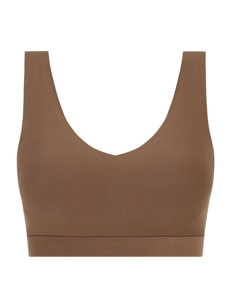 Chantelle Soft Stretch Seamless V-Neck Padded Crop Brown Bra - Image 4 of 4