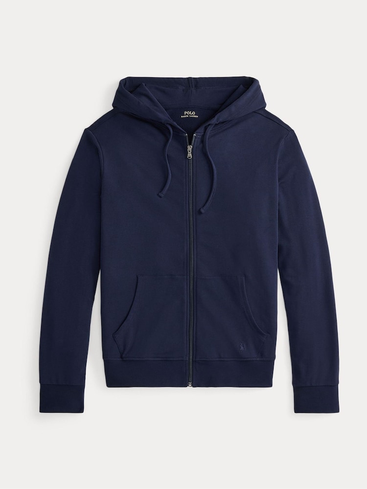 Polo Ralph Lauren Blue Zip Through Jersey Hoodie - Image 4 of 4 Polo Ralph Lauren Blue Zip Through Jersey Hoodie - Image 4 of 4