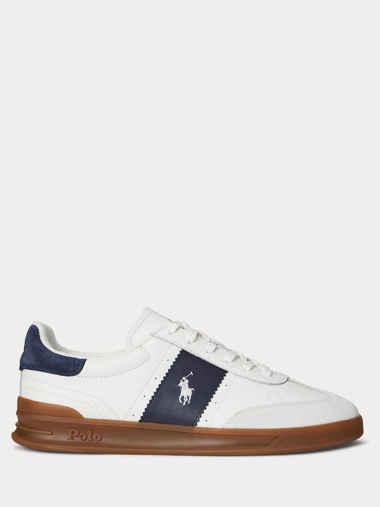 Polo Ralph Lauren Cream Heritage Aera PP Leather Trainers - Image 1 of 4 Polo Ralph Lauren Cream Heritage Aera PP Leather Trainers - Image 1 of 4