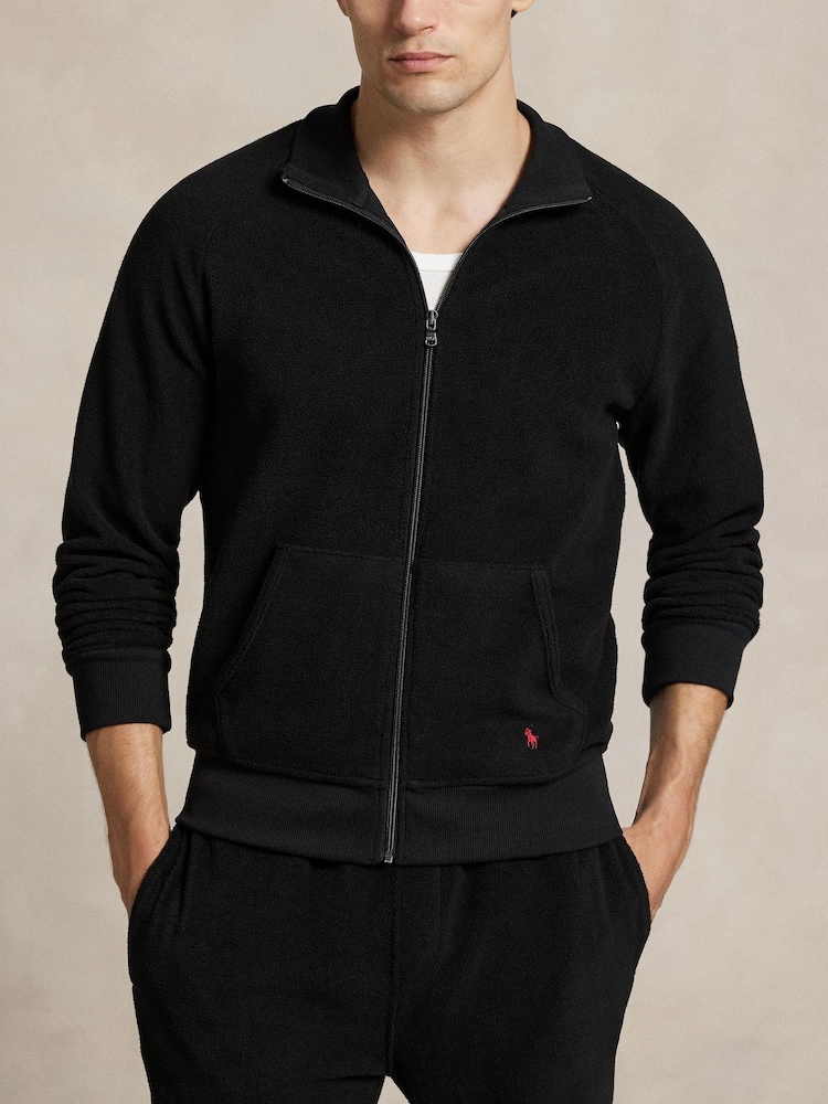 Polo Ralph Lauren Black Zip Through Jersey Sweatshirt - Image 1 of 4 Polo Ralph Lauren Black Zip Through Jersey Sweatshirt - Image 1 of 4