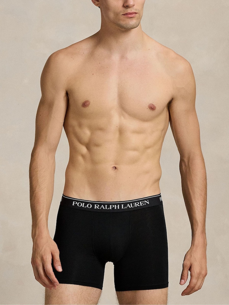 Polo Ralph Lauren Grey Long Cotton Stretch Contrast Waistband Boxers 3 Pack - Image 6 of 6