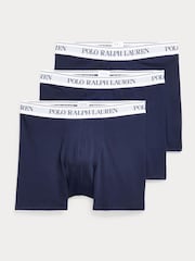 Polo Ralph Lauren Blue Long Cotton Stretch Contrast Waistband Boxers 3 Pack - Image 1 of 4