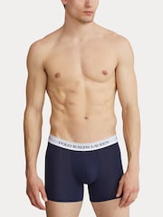 Polo Ralph Lauren Blue Long Cotton Stretch Contrast Waistband Boxers 3 Pack - Image 2 of 4