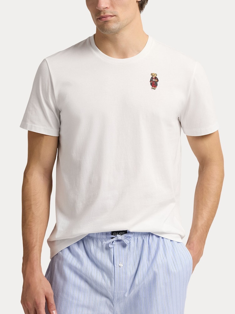 Polo Ralph Lauren White Polo Bear Stripe Pyjamas Set - Image 1 of 4 Polo Ralph Lauren White Polo Bear Stripe Pyjamas Set - Image 1 of 4
