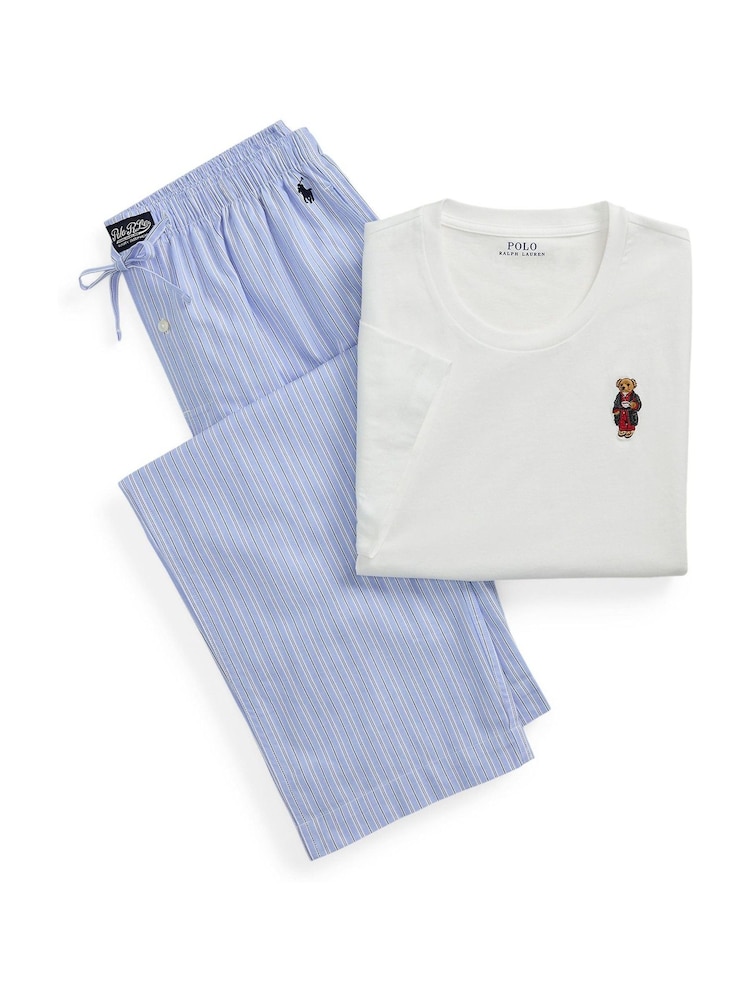 Polo Ralph Lauren White Polo Bear Stripe Pyjamas Set - Image 4 of 4 Polo Ralph Lauren White Polo Bear Stripe Pyjamas Set - Image 4 of 4