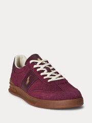 Polo Ralph Lauren Red Hertitage Aera Suede Mix Trainers - Image 2 of 5