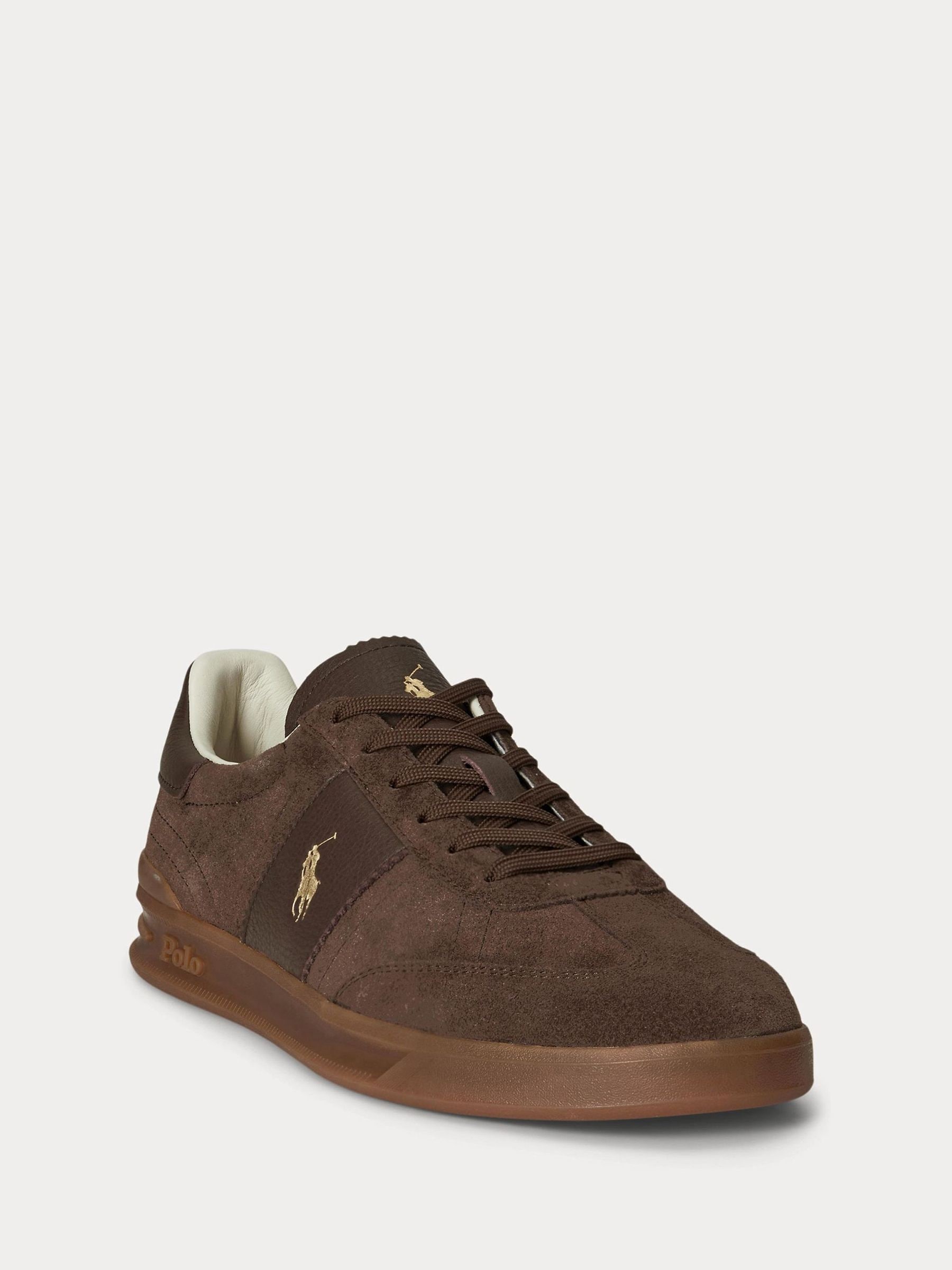 Buy Polo Ralph Lauren Brown Heritage Area Suede Mix Trainers from