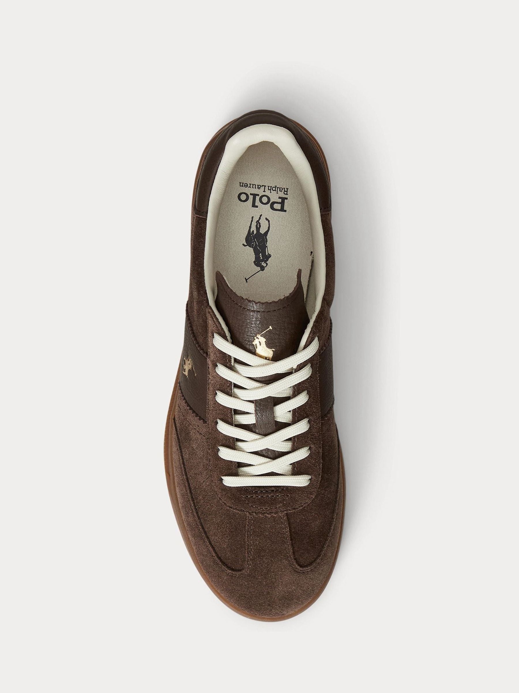 Buy Polo Ralph Lauren Brown Heritage Area Suede Mix Trainers from